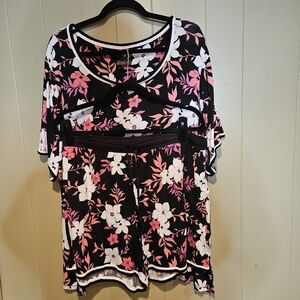 Secret Treasures Floral Lounge Set Top & Shorts Black Pink White Women’s Size2X